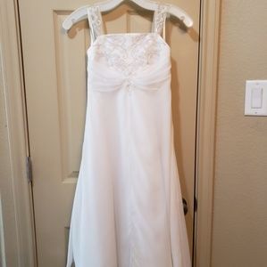 David's Bridal Cap Sleeve Satin A-Line Flower Girl